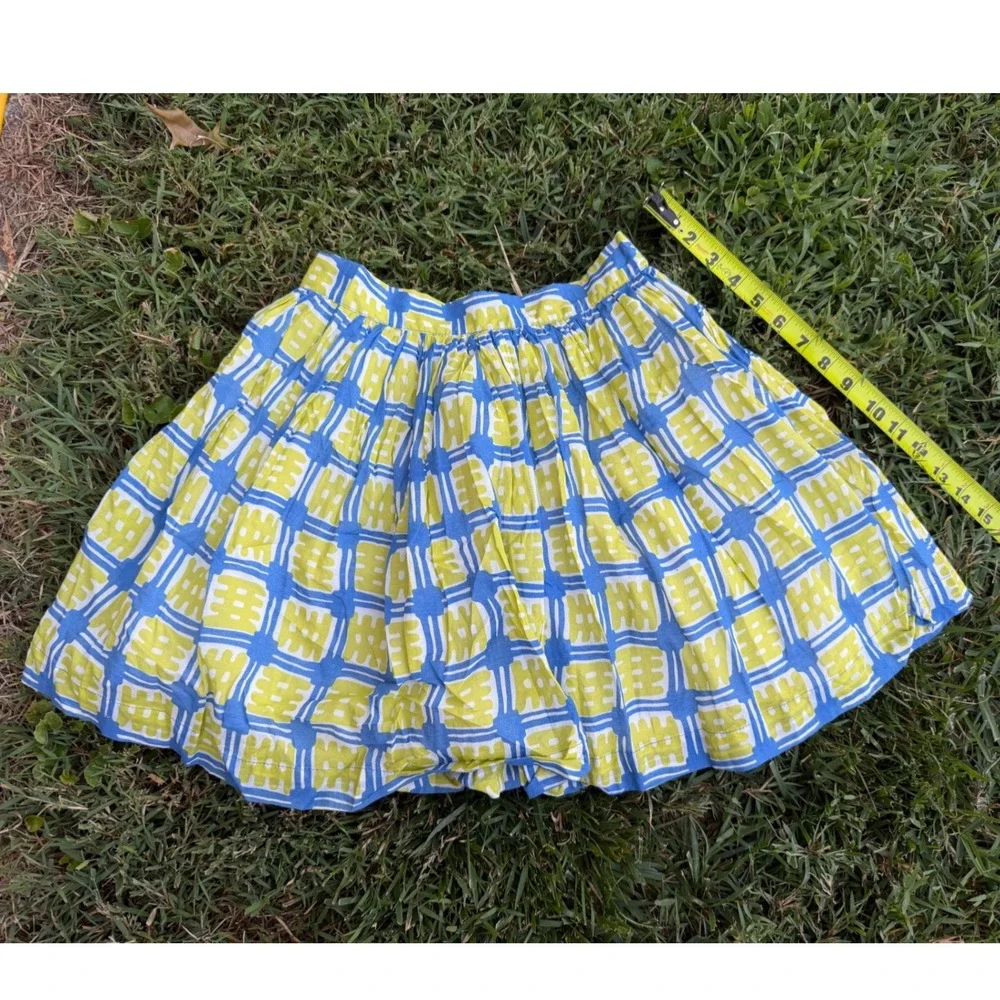 Mini Boden Girls Blue Lime Green Geometric Block Print Skirt 11-12Y MW007